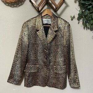 ALBERT NIPON EVENING silk blend animal print blazer glamour luxury party size 8